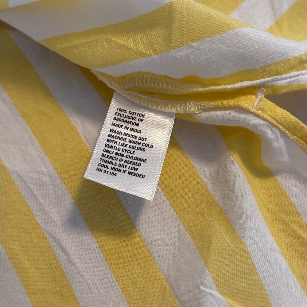 Crown & Ivy Womens Sz S Yellow White Striped Mint Fringe Beaded Tunic Top Blouse - Picture 6 of 8